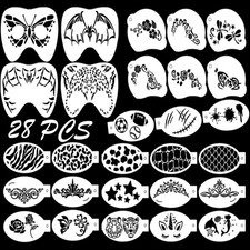 28 PCS Halloween Facial Painting Stencils Bats Butterflies Reusable Makeup