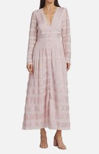 LoveShackFancy Women's Pink Ellitia Lace Buttoned Maxi Dress Size 2