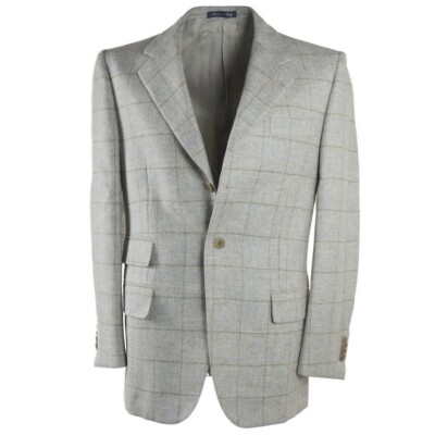 New $3295 SARTORIA CASTANGIA Sky Blue-Mint Green Tweed Wool Sport Coat 36 R