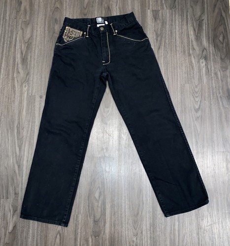 Karl Kani Hip Hop Jeans Herren 32X 32 Schwarz Gold Taschen Vintage Baggy Y2K Wide Leg - Bild 2 von 7