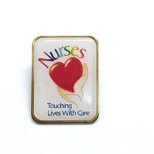 Nurses Touching Lives With Care Pin Award Lapel Collectible USA Made Vintage