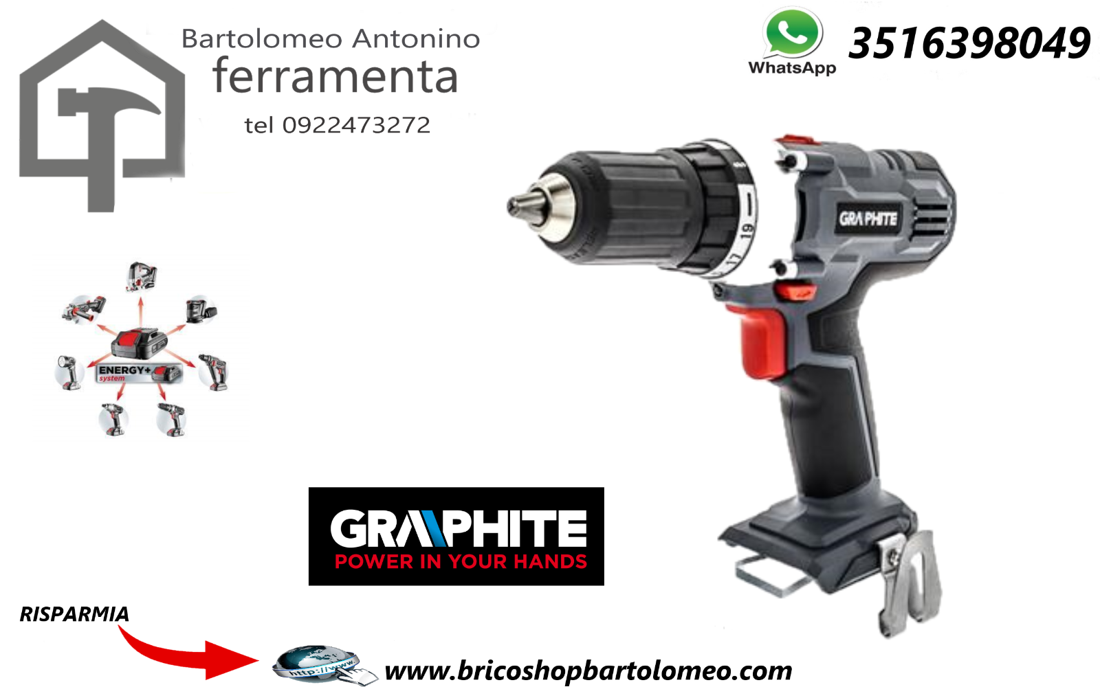 Trapano avvitatore Graphite 58G006 a batteria