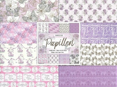 LAVENDEL PAPILLON Trägerpapiere 6x6 Musterpapier Packung 8 Blatt 120 g/m²