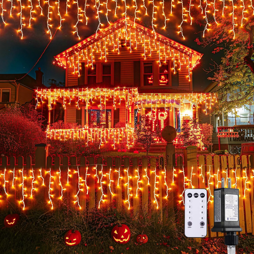800 LED Orange Icicle Lights for Outside, Orange Halloween Icicle Lights Outdoor eBay