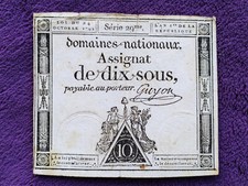 Révolution française : Assignat de dix sous 1792