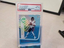 2021 Illusions Justin Fields Light Blue Illusionists /299 Rookie PSA 8