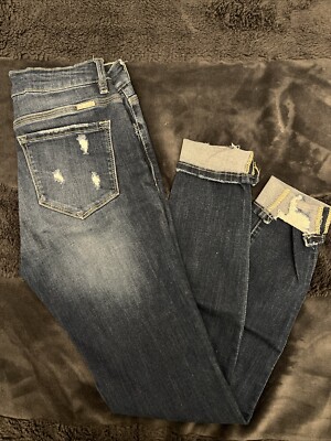 Kancan Jeans Women s Size 7/27 Skinny Jeans Button Closure Distressed EUC!