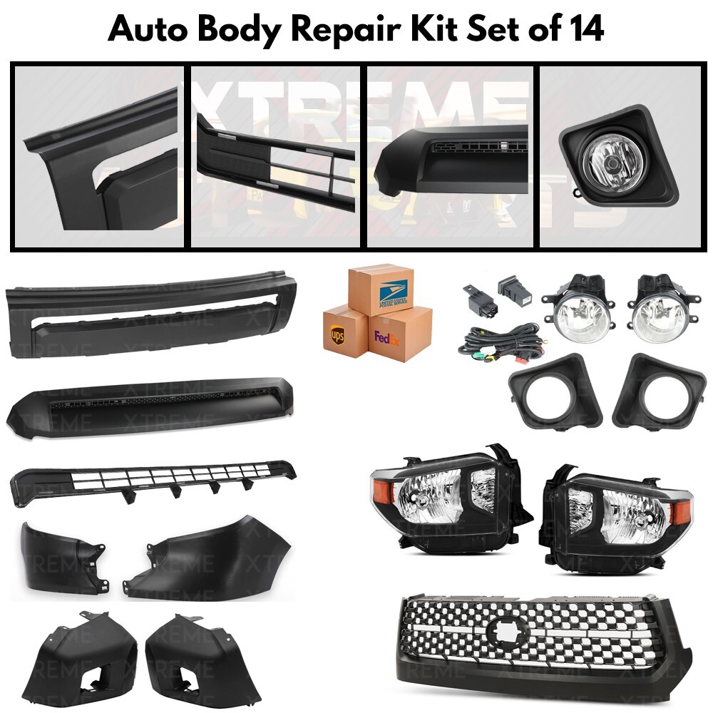 Front Bumper and Grille Assembly Kit For 2014-2021 Toyota Tundra Pickup