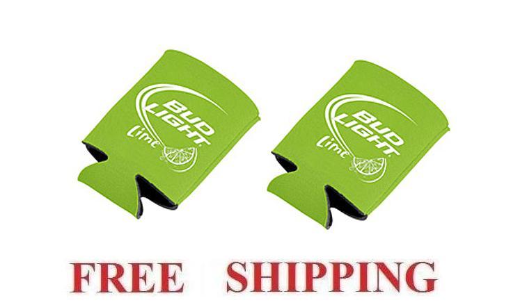BUD LIGHT LIME 2 BEER CAN WRAP COOLERS KOOZIE COOLIE HUGGIE NEW BUDWEISER