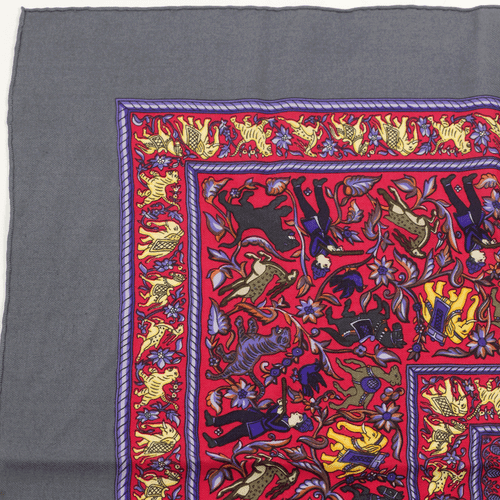 Hermes CASHMERE Shawl GM 140cm Scarf CHASSE EN INDE By MICHEL DUCHENE - Picture 6 of 8