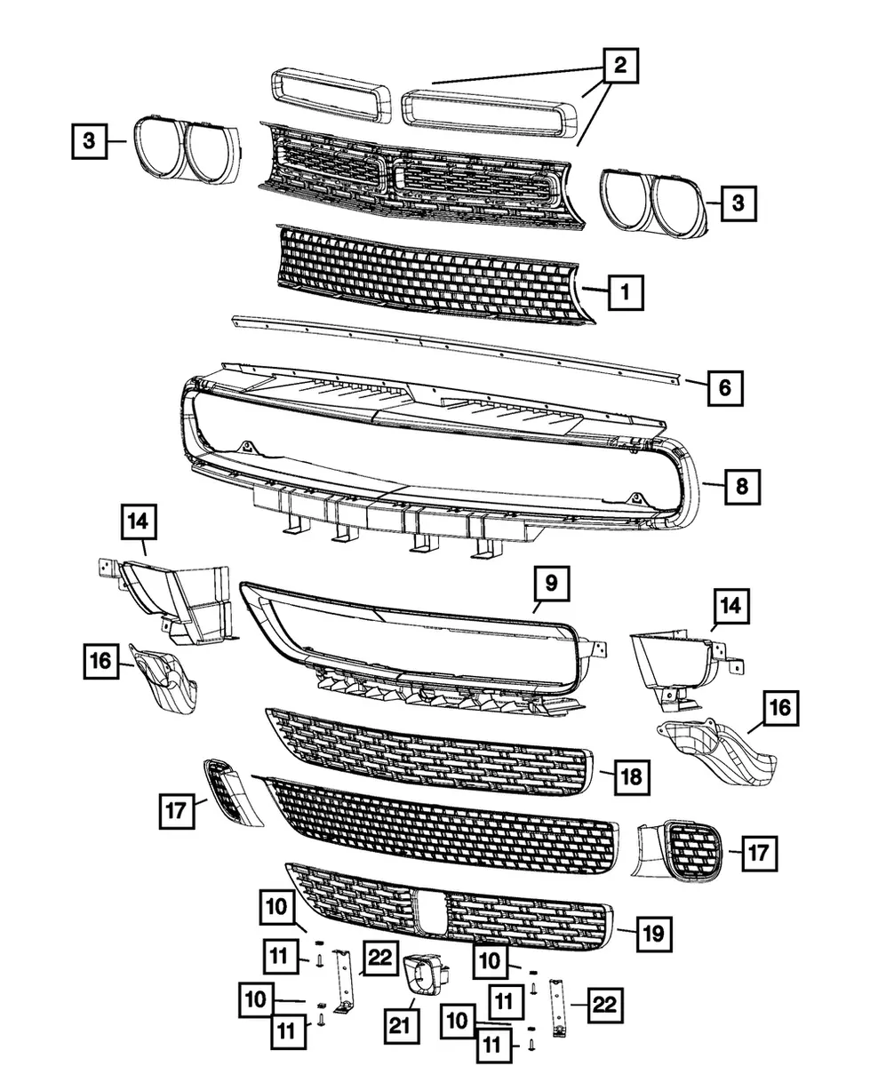 2015 20 DODGE CHALLENGER UPPER GRILLE REINFORCEMENT OEM 68258750AC