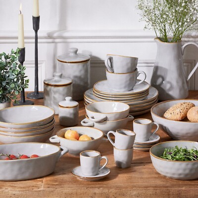 Luxury Seda Grey Porcelain Dinner Set Plate Bowl Dining