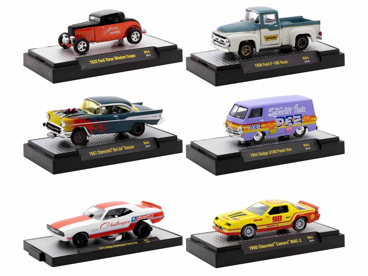 AUTO MEETS 6 CARS SET, RELEASE 84 IN CASES 1/64 DIECAST BY M2