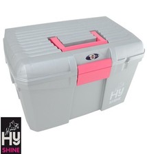 HySHINE Tack Box   SILVER   Mounting Step/Carry Grooming Kit   Removeable Tray