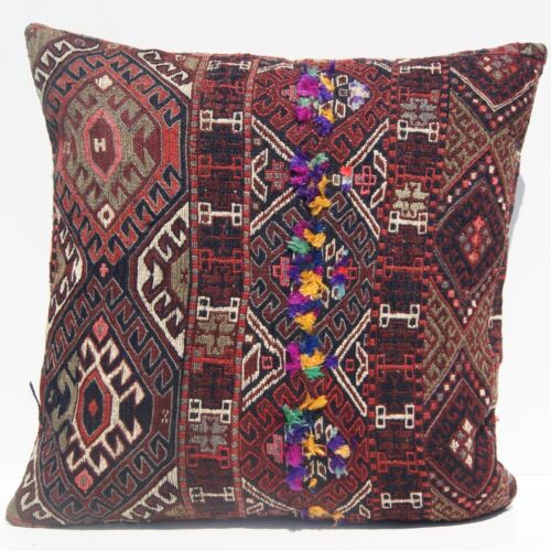 Oreiller décoratif maison 24 x 24 pouces kurde Herkhi kilim housses d'oreiller tapis kelim - Photo 1/3