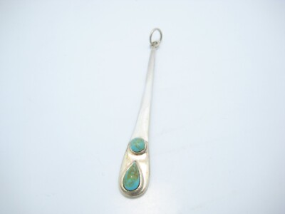 Designer Barse Sterling Silver Blue Green Turquoise Teardrop Pendant Or Charm