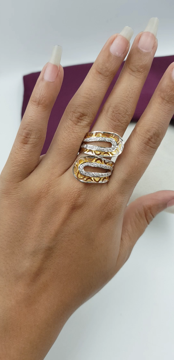 22K Gold Ring Women Wedding Gifts CZ Luxurious Design Real Gold