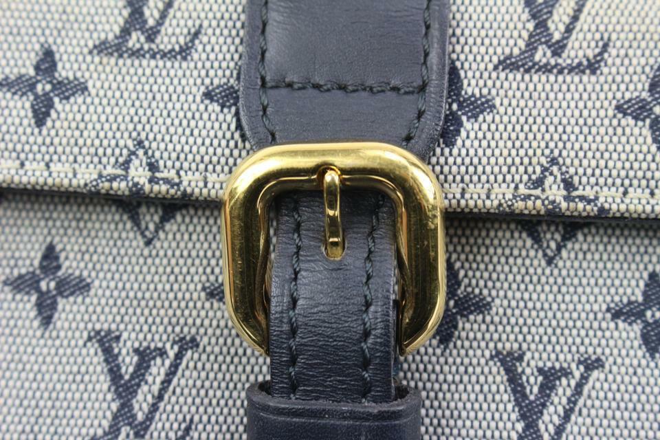 Louis Vuitton // Navy Blue Mini Lin Canvas Leather Louise