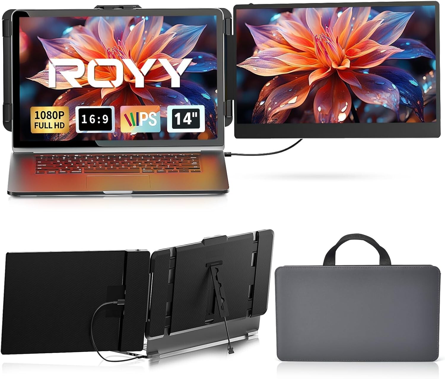 14-inch Portable IPS FHD 1080P Laptop Screen Extender - Dual Monitor Attachment-image