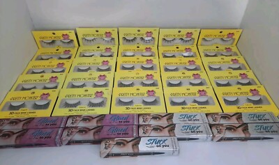 Pretty Monster cosmetics 3D faux mink lashes 25 Pairs, 9 Rude Lash Adhesive 
