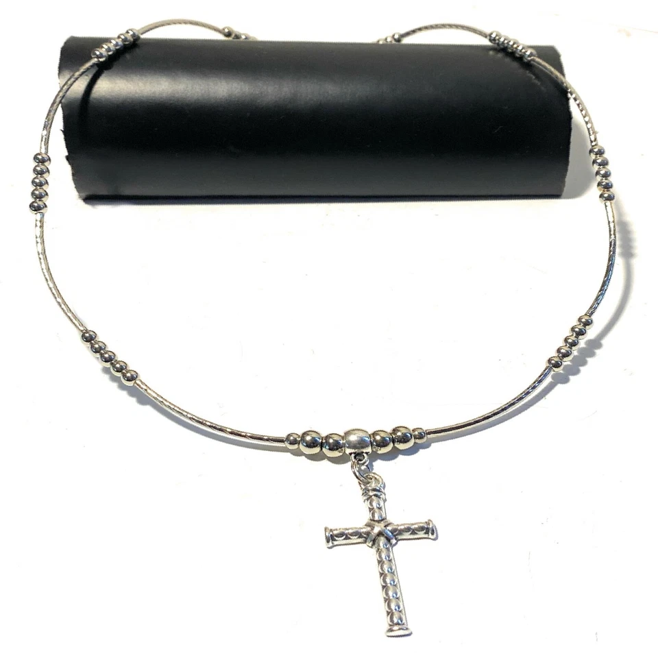 Collana da uomo rosario con croce argento catenina girocollo lunga 50 cm donna - Immagine 3 di 4