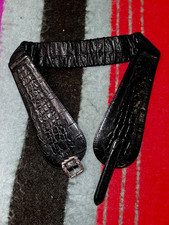 Brighton Women's Croc Embossed Black Belt Sz M MINT
