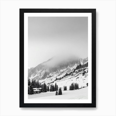 Cervinia, Italien schwarz-weiß Ski gerahmtes Wandbild Poster Leinwanddruck Bild