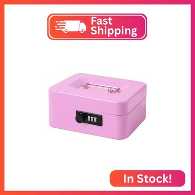 Jssmst Medium Cash Box with Combination Lock - Durable Metal Cash Box with Money