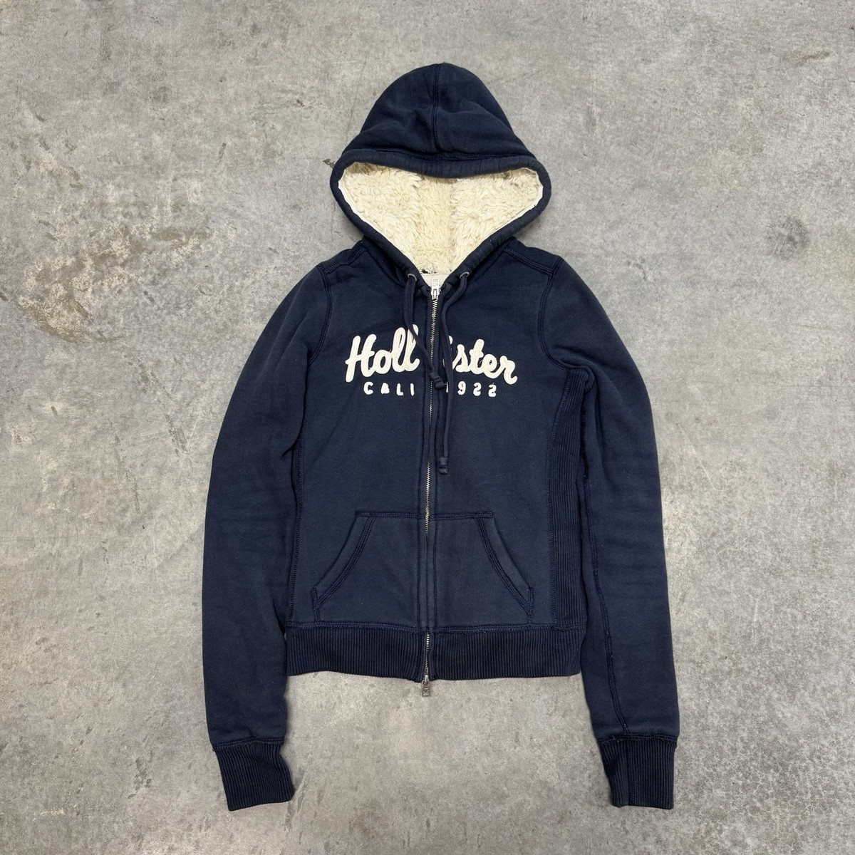 Vintage Y2K Hollister Womans Sherpa Fleece Lined Hoodie Coat Faux 