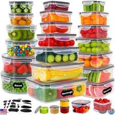 50-Pack Clear Airtight Food Storage Containers - Stackable, Leakproof, Reusable