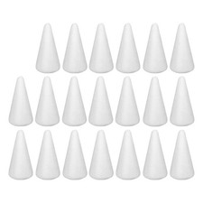 20 Pack White Foam Cones for Crafts 2x3.7in DIY Tree