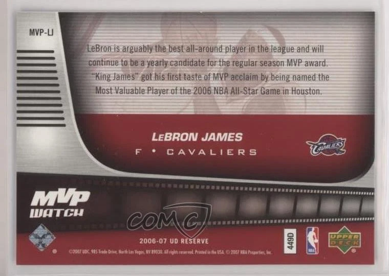 2006-07 UD Reserve MVP Watch Gold LeBron James #MVP-LJ - Image 2 of 2