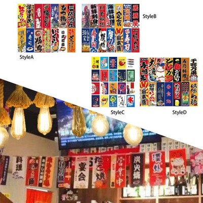 Hängende Flaggen im japanischen Sushi-Stil,  , Werbeschild für Fenster-