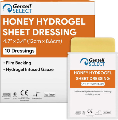 Honey Hydrogel Sheet Dressing 4.7x3.4 - 10 Hydrogel Sheets with 30 Medical Gr...