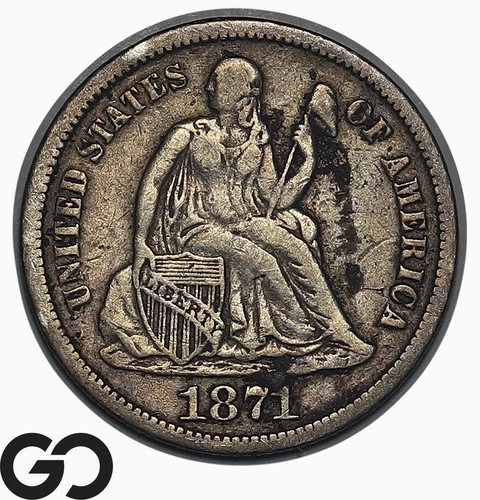 1871-S Seated Liberty Dime — photo from the most recent tracked eBay sale