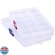 Cosics Bead Organizer Box, 2PCS 15 Compartment Craft Storage Cont