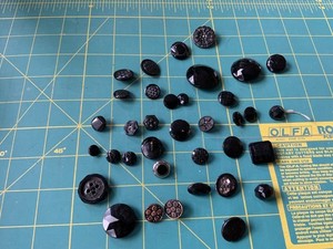 Vintage & Antique Jet Glass Black Collectible Buttons Lot 36 Exquisite faceted +