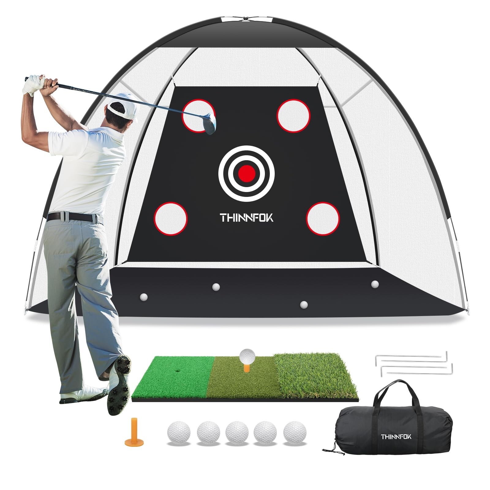 Net, Golf Practice Net And Mat, 10x7ft Hitting Aids For Backyard Driving...
