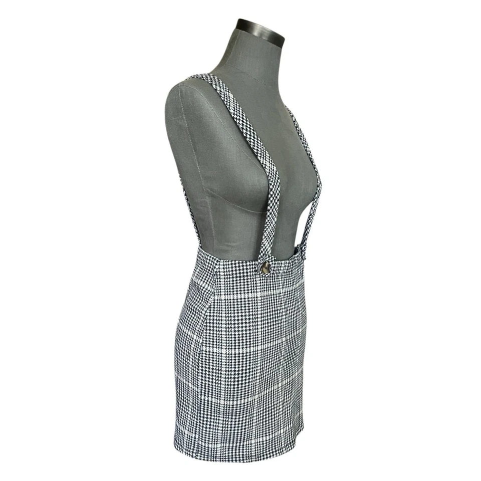 Hollister Black & White Houndstooth Suspenders Pencil Skirt Women's Size S - Image 2 of 4
