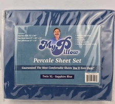 My Pillow Percale Sheet Set Twin XL Sapphire Blue NEW 3 Piece Set