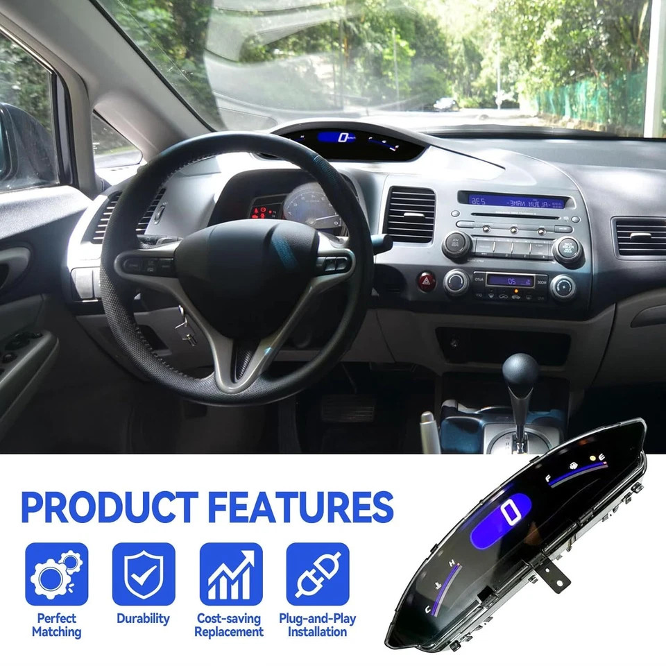 Speedometer Dash Display Gauge Instrument Cluster For Honda Civic Sedan 06-11 US