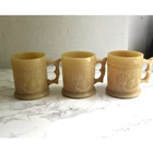Vintage Whataburger Nickel Coffee Milk Glass Mugs Set of 3 Butterscotch USA Made