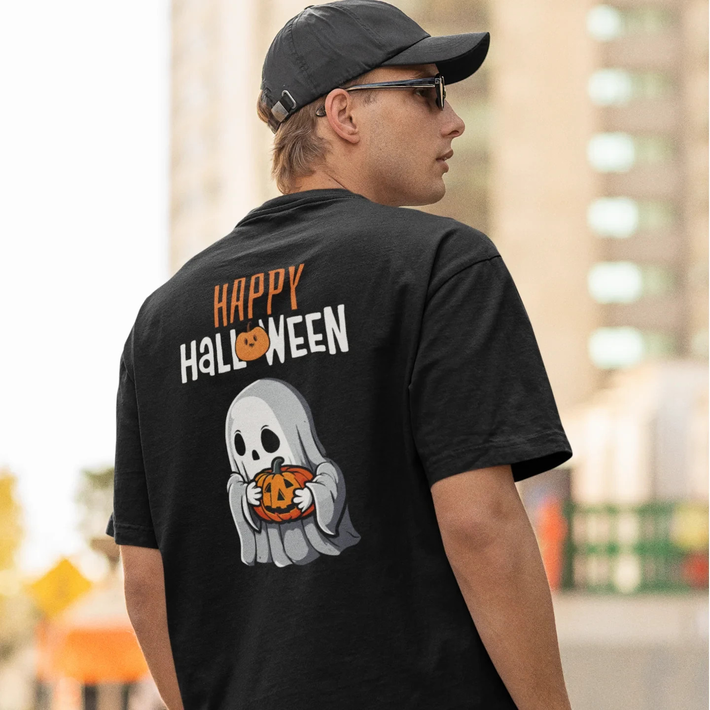 Halloween special back printed oversized round neck t shirt for Men