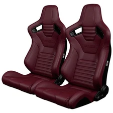 BRAUM Maroon Leatherette ELITE-X Racing Seats w/ Black Stitches BRR1X-MRBS -Pair