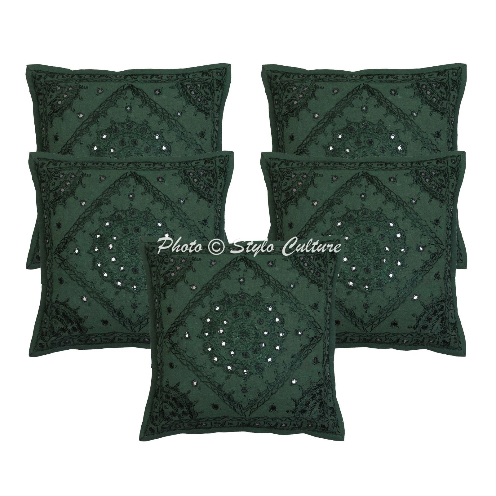 Boho Embroidered Throw Pillow Covers Cotton Mirrored 40x40 cm Cushion Cover