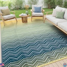 Lahome 8x10 Waterproof Outdoor Rug - Reversible Plastic Mat for Patios & Decks