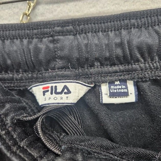 Pantalones deportivos Fila para hombre talla mediana negros amarillos neón pista deportiva Foto 4 de 4