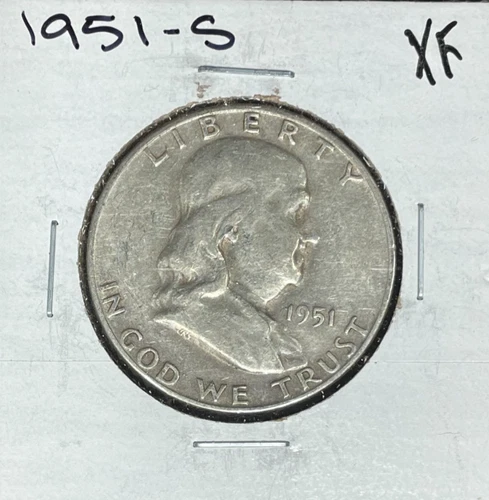 1951-S FRANKLIN SILVER HALF DOLLAR  ~ XF ~ NICE COIN ~ 90% SILVER