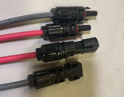 Pair Black+Red, 10 or 12 AWG, PT Solar Panel wire with 2 PV Connectors UL listed