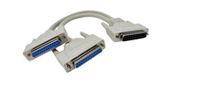 1 Foot DB25 Male to Two DB25 Female Serial Splitter Cable